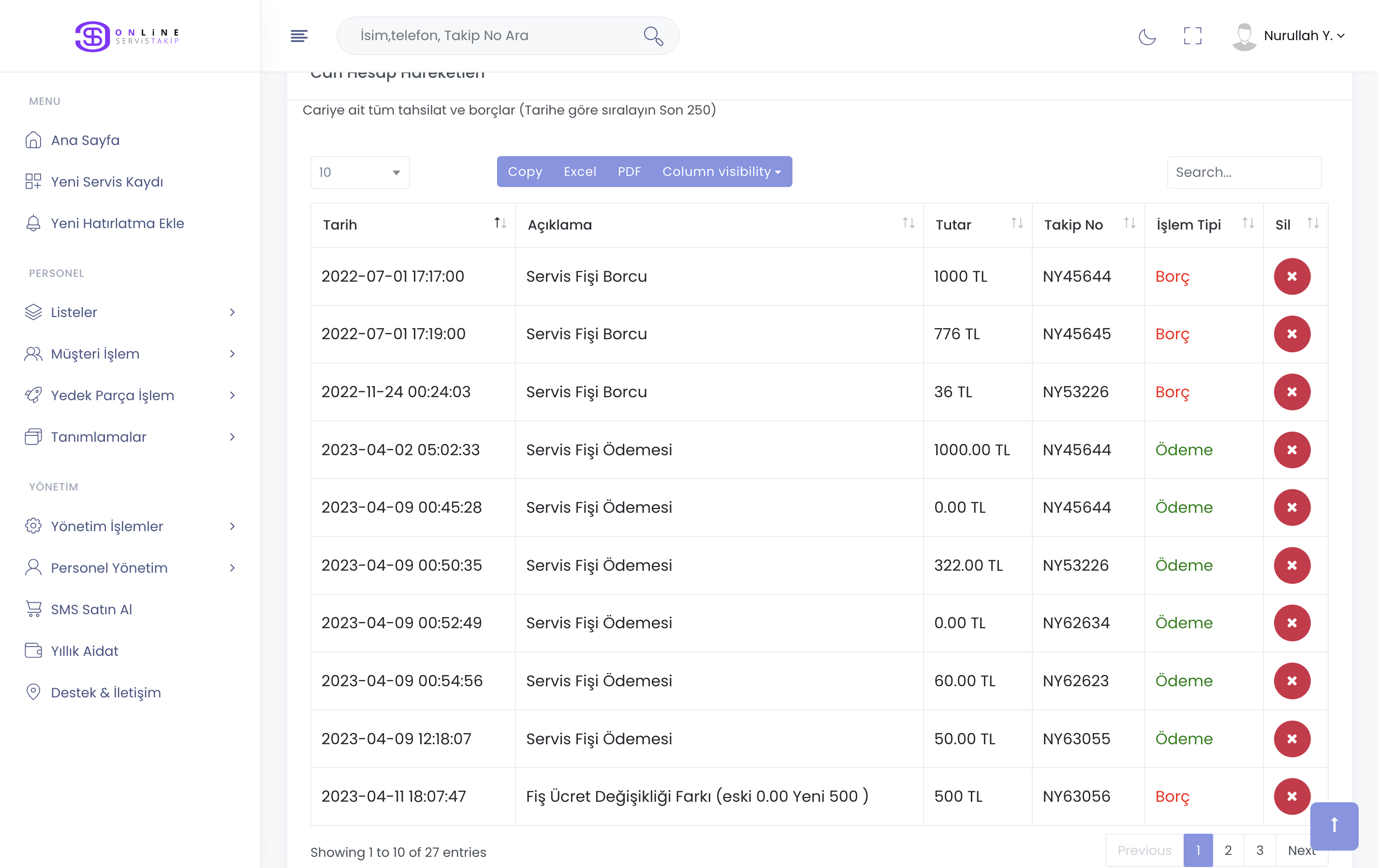 Teknik servis Programı